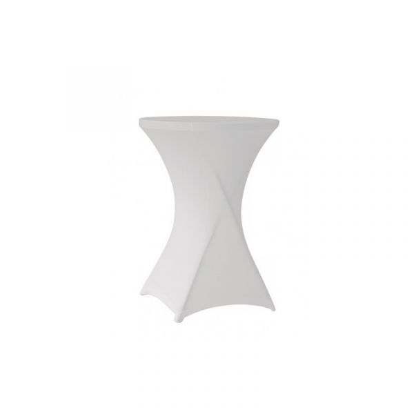 Mantel Redondo Stretch Blanco Mesa Alta de Cóctel