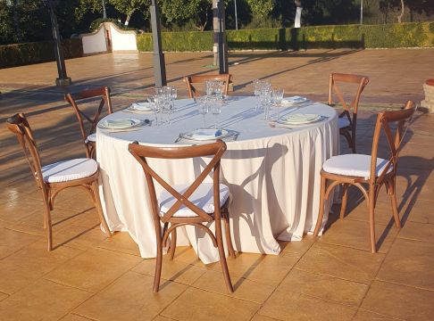 Mantel Redondo Terciopelo Beige 160-180