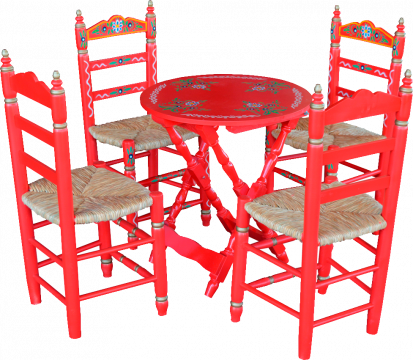 Mesa Sevillana Plegable Redonda Roja 70