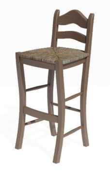 Taburete Alto con Respaldo y Asiento de Enea